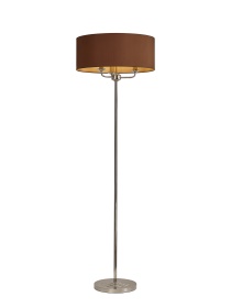 DK0897  Banyan 45cm 3 Light Floor Lamp Polished Nickel, Raw Cocoa